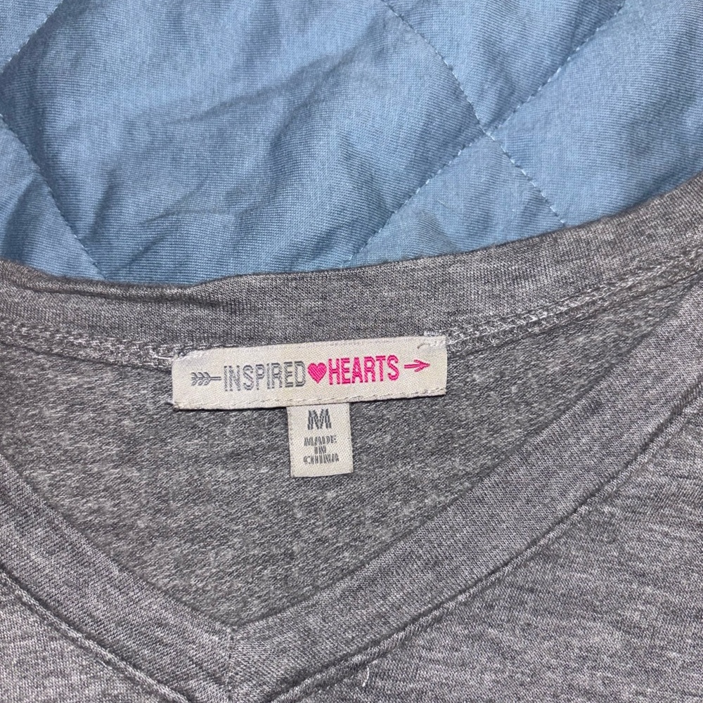 Inspired Hearts Charcoal V-Neck Tee